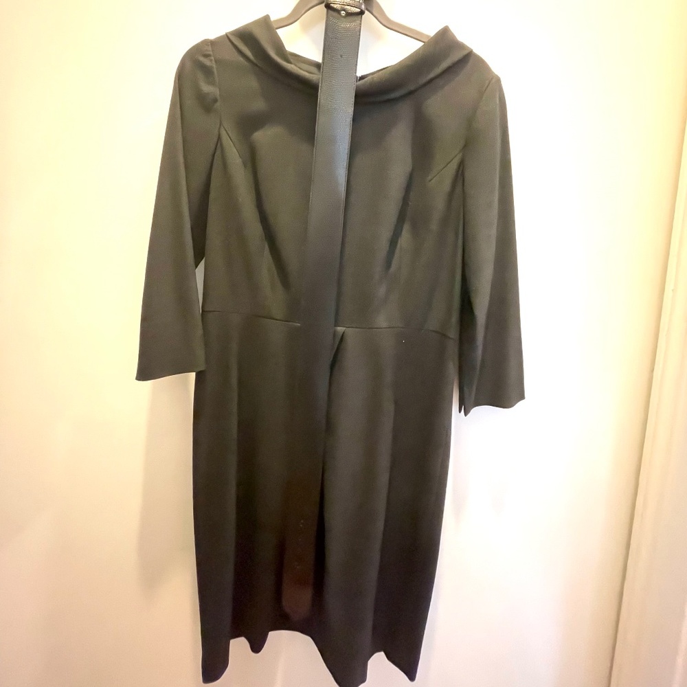 Sophisticated and soft, fully lined grey dress